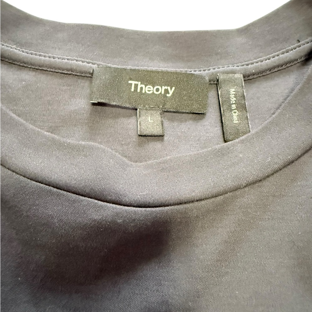 Theory Tiered Tee Dress Gray size Large Cotton/ linen blend pockets. - Picture 7 of 7